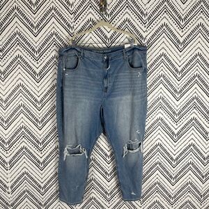 Nwt Women American Eagle AEO Medium Wash Stretch Distressed Mom Jeans 24 Short